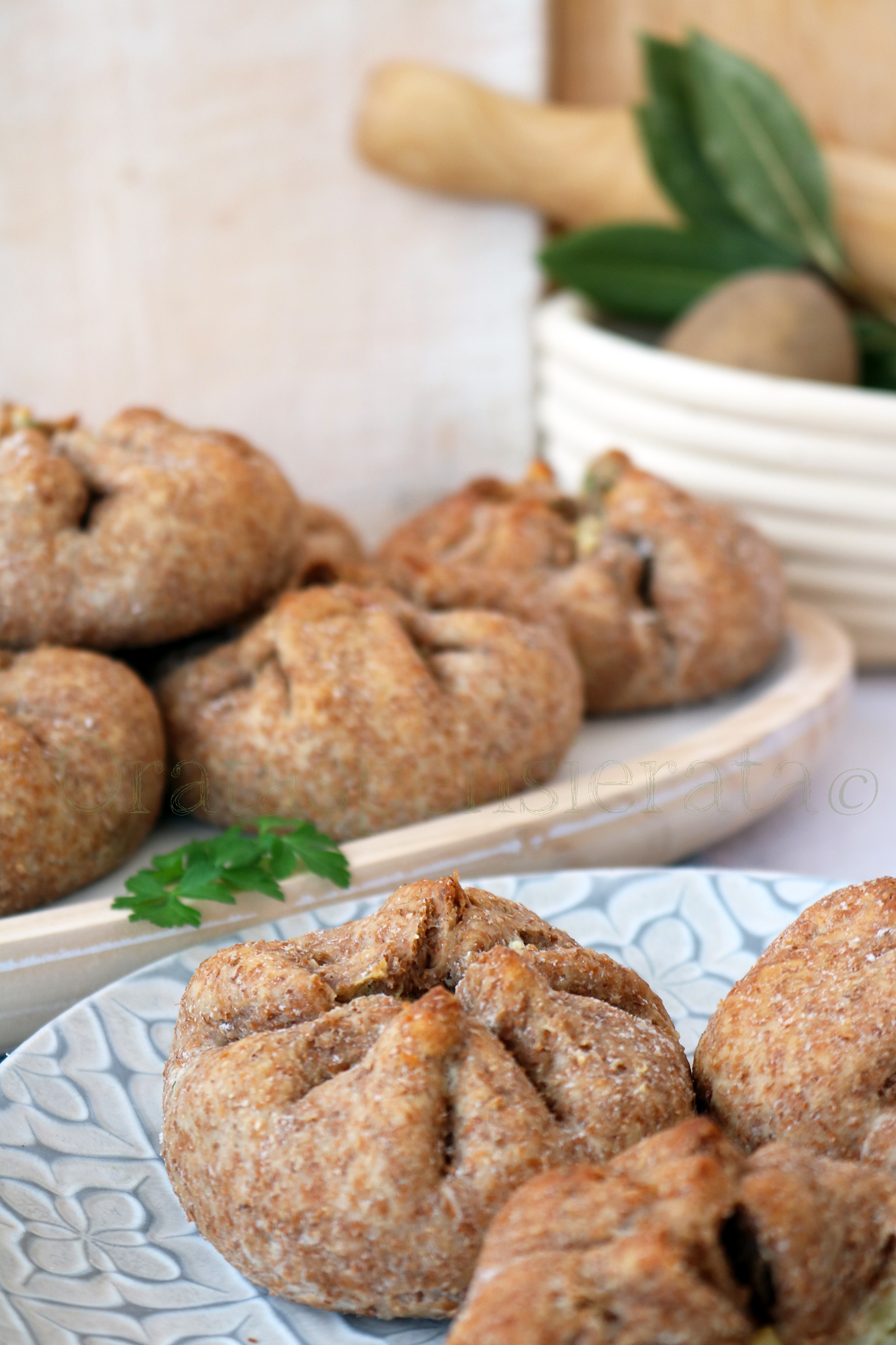 fagotti integrali con kefir, patate e ricotta