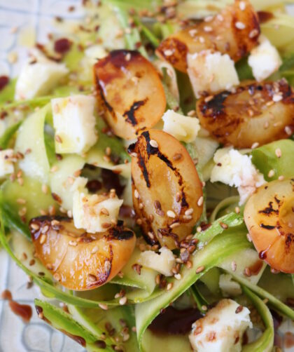 Insalata di zucchine e albicoche grigliate