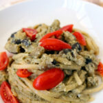 linguine alle melanzane con pesto di melanzane