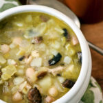 minestra invernale con castagne e funghi