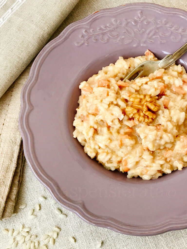risotto al salmone e burro di noci